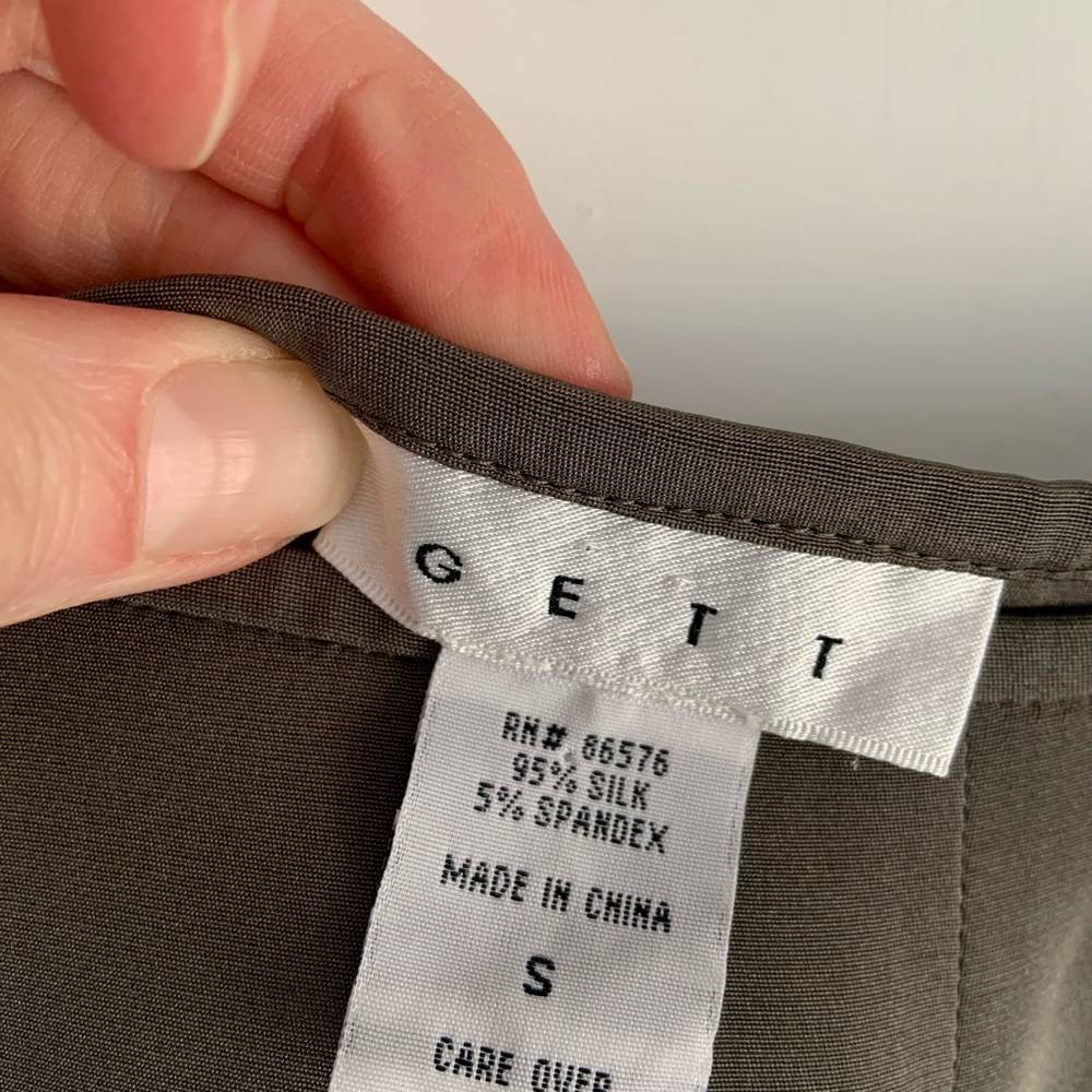 Vintage GETT silk trousers in moss green bnwot - Picture 4 of 6